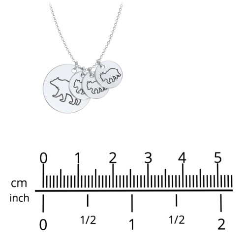 Engravable Mama Bear & 3 Cub Disc Necklace – Sterling Silver