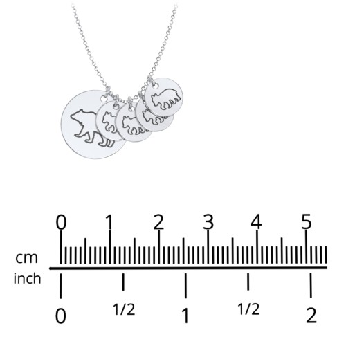 Engravable Mama Bear & 4 Cub Disc Necklace – Sterling Silver