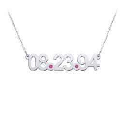 Date Necklace with Birthstones