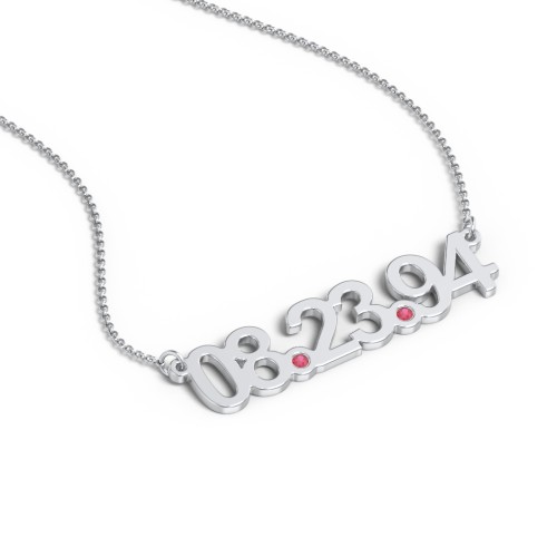 Date Necklace with Birthstones