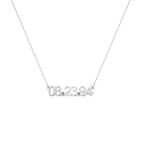 Date Necklace with Birthstones