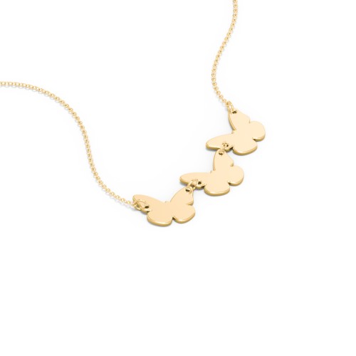 Engravable 3 Butterfly Charms Necklace – 10K Yellow Gold