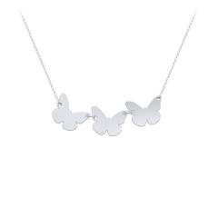 Engravable 3 Butterfly Charms Necklace – Sterling Silver