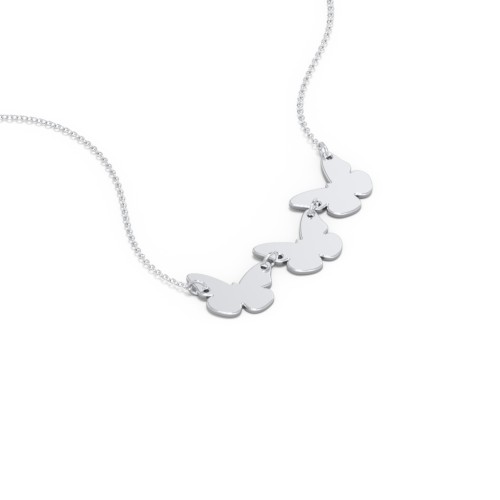 Engravable 3 Butterfly Charms Necklace – Sterling Silver