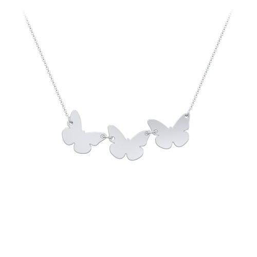 Engravable 3 Butterfly Charms Necklace – Sterling Silver