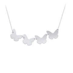 Engravable 4 Butterfly Charms Necklace – Sterling Silver