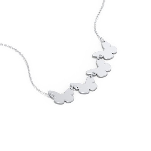 Engravable 4 Butterfly Charms Necklace – Sterling Silver