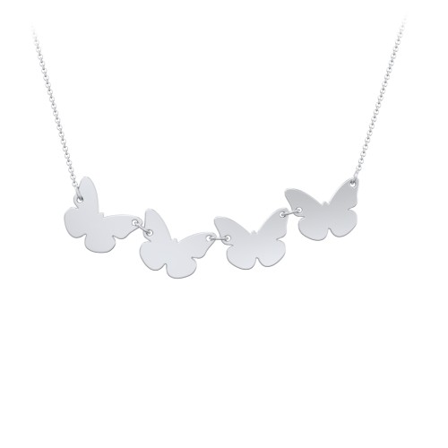 Engravable 4 Butterfly Charms Necklace – Sterling Silver