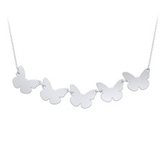 Engravable 5 Butterfly Charms Necklace – Sterling Silver