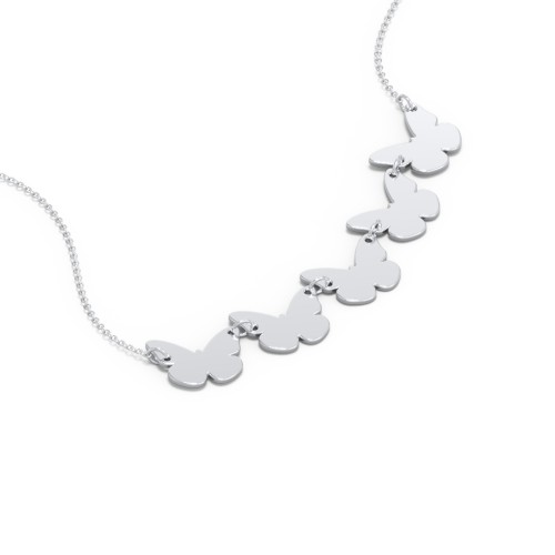 Engravable 5 Butterfly Charms Necklace – Sterling Silver