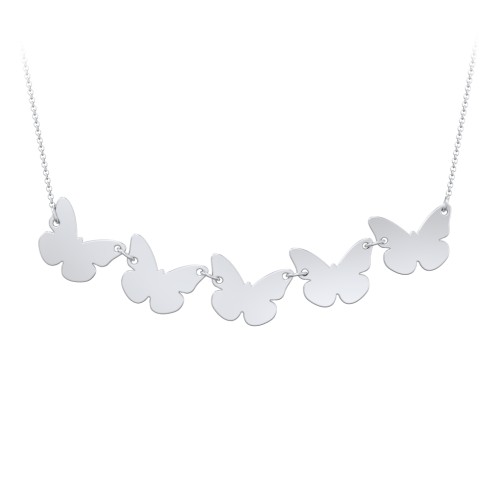 Engravable 5 Butterfly Charms Necklace – Sterling Silver