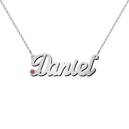 Personalized Birthstone Name Necklace in 925 Sterling Silver with Garnet