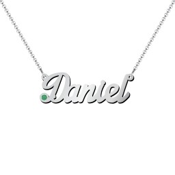 Personalized Birthstone Name Necklace in 925 Sterling Silver with Emerald