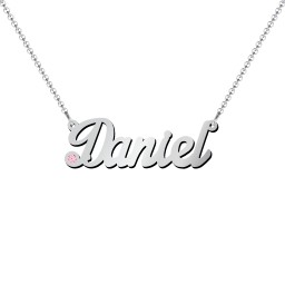 Personalized Birthstone Name Necklace in 925 Sterling Silver with Pink Tourmaline