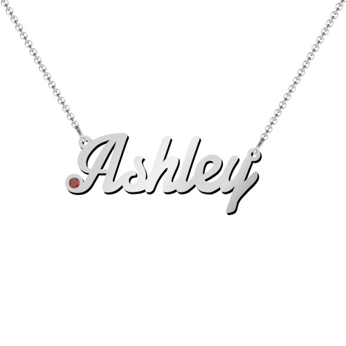 Personalized Birthstone Name Necklace – Sterling Silver with Garnet