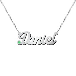 Personalized Birthstone Name Necklace in 925 Sterling Silver with Emerald