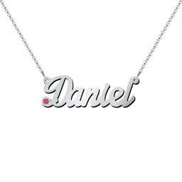 Personalized Birthstone Name Necklace in 925 Sterling Silver with Ruby