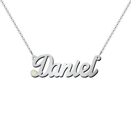 Personalized Birthstone Name Necklace in 925 Sterling Silver with Peridot