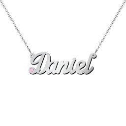 Personalized Birthstone Name Necklace in 925 Sterling Silver with Pink Tourmaline