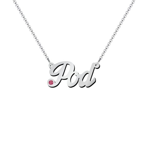 Personalized Birthstone Name Necklace – Sterling Silver with Ruby