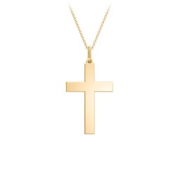 Classic Engravable Cross Necklace in 18K Gold Plated Silver