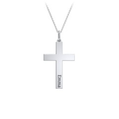 Classic Engravable Cross Necklace – Sterling Silver