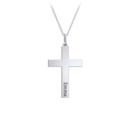 Classic Engravable Cross Necklace in 925 Sterling Silver