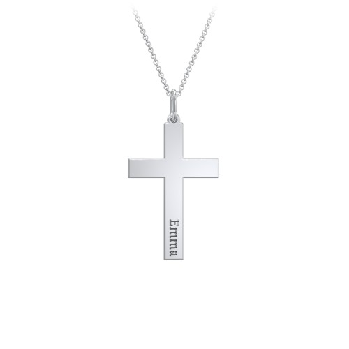 Classic Engravable Cross Necklace – Sterling Silver