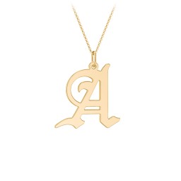 Gothic Initial Pendant Necklace - A