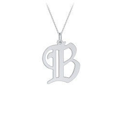Gothic Initial Pendant Necklace - B