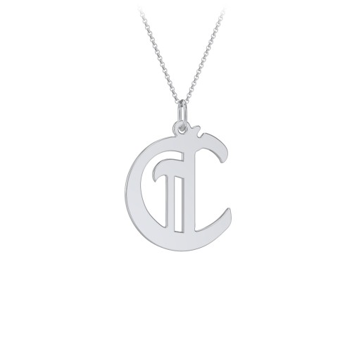 Gothic Initial Pendant Necklace - C