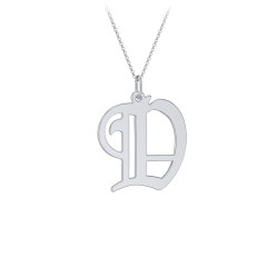 Gothic Initial Pendant Necklace - D
