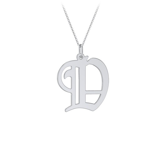Gothic Initial Pendant Necklace - D – Sterling Silver