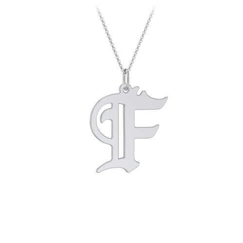 Gothic Initial Pendant Necklace - F – Sterling Silver