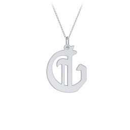 Gothic Initial Pendant Necklace - G in 925 Sterling Silver