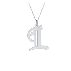 Gothic Initial Pendant Necklace - L