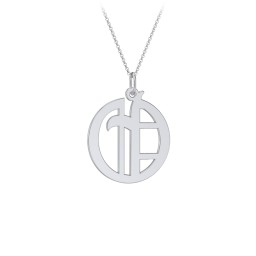 Gothic Initial Pendant Necklace - O in 925 Sterling Silver
