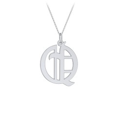 Gothic Initial Pendant Necklace - Q