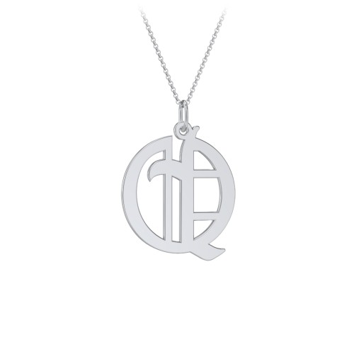 Gothic Initial Pendant Necklace - Q – Sterling Silver