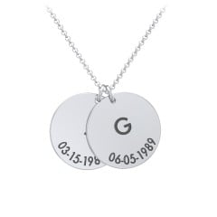 Initial and Date Engravable Disc Necklace - 2