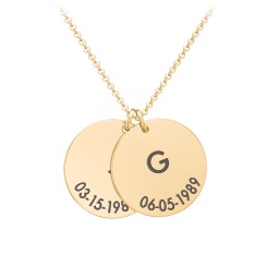 Initial and Date Engravable Disc Necklace - 2
