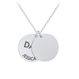 Initial and Date Engravable Disc Necklace - 2 in 925 Sterling Silver