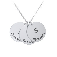 Initial and Date Engravable Disc Necklace - 3
