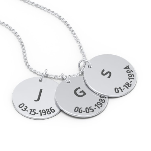 Initial and Date Engravable Disc Necklace - 3