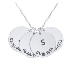 Initial and Date Engravable Disc Necklace - 4