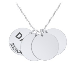 Initial and Date Engravable Disc Necklace - 4 in 925 Sterling Silver