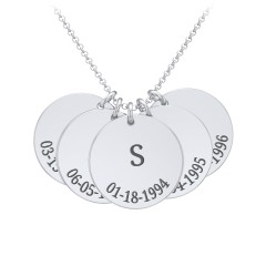 Initial and Date Engravable Disc Necklace - 5 – Sterling Silver