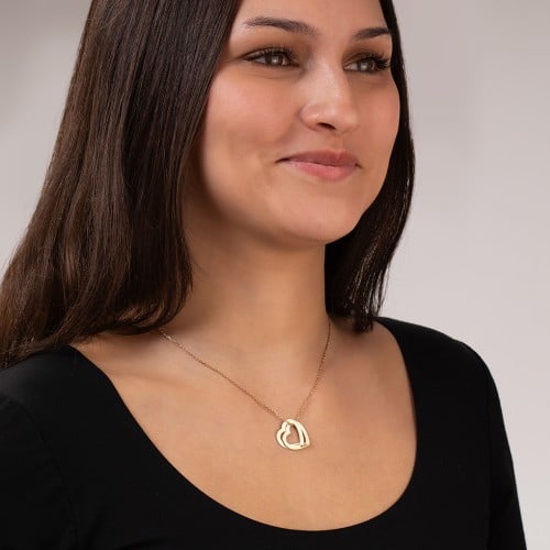 Engravable Interlocking Double Heart Pendant