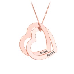 Engravable Interlocking Double Heart Pendant in 10K Solid Rose Gold