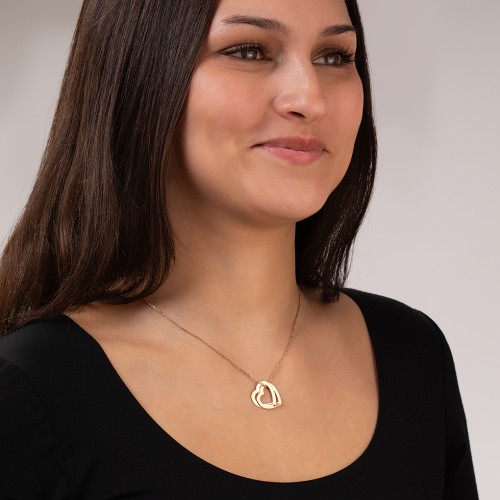 Engravable Interlocking Double Heart Pendant – 10K Rose Gold